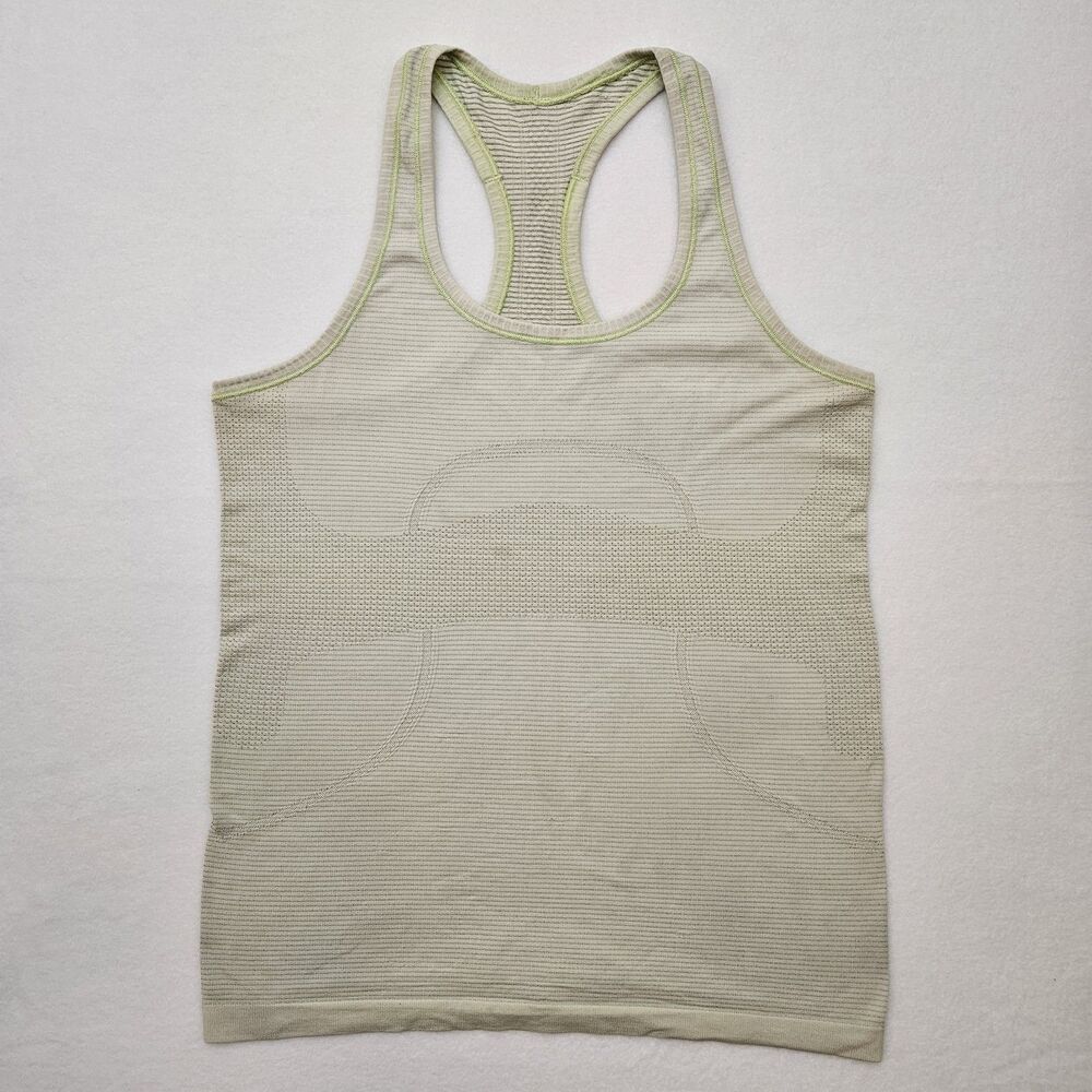 Lululemon Sz 8 Swiftly Tech Racerback Tank Top Hip Length Fog Green Grey Yoga